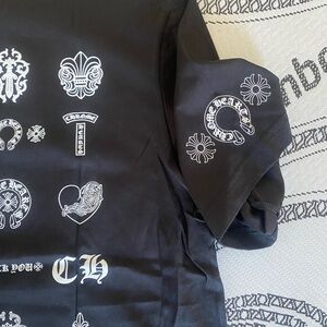 Chrome Hearts Black White Graphic Tee with White Gothic Motif All Logo XL